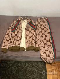 Tuta Gucci Jumbo GG Jogging con Web Beige/Ebano