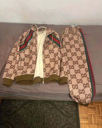 Tuta Gucci Jumbo GG Jogging con Web Beige/Ebano