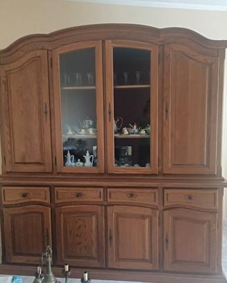 Credenza con vetrina in rovere massello anni '80