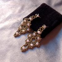 Orecchini Vintage ottone perle Fiore Eleganti 