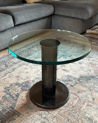 Tavolino Art Deco vetro e acciaio