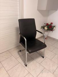 Sedia Cantilever - Pelle Nera & Acciaio Cromato