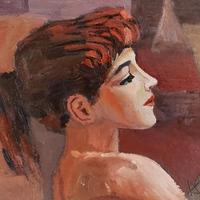 Dipinto olio "Profilo femminile "