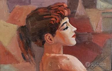 Dipinto olio "Profilo femminile "