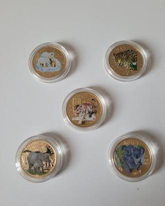 monete 5 euro tigre mondo completa RARA
