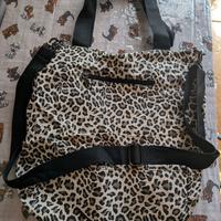 Borsa tracolla donna grande in tela leopardata