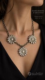 Antica collana art deco margherite argentate