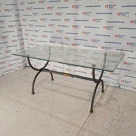 Tavolo in ferro con vetro molato