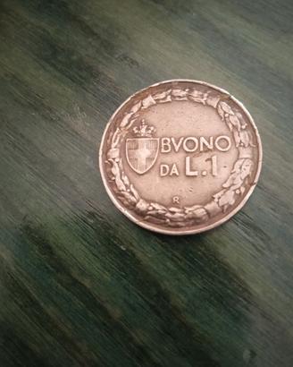 moneta Buono 1 lira Regno Italia 1928