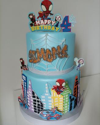 torta scenografica Spidey e i suoi amici