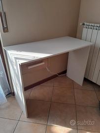 Scrivania con cassetto bianco rovere 