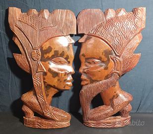 Maschere Africane In Legno Intagliate uomo donna 5