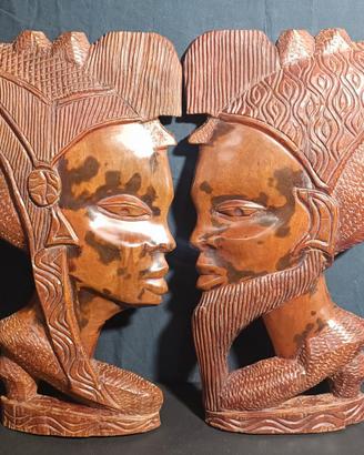 Maschere Africane In Legno Intagliate uomo donna 5