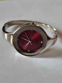 Orologio donna in acciaio, quadrante bordeaux