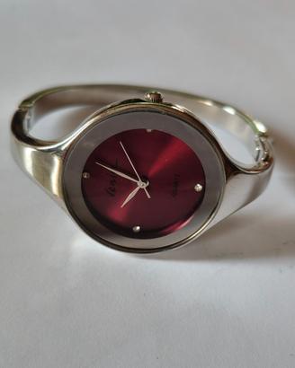 Orologio donna in acciaio, quadrante bordeaux
