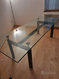 Tavolo o scrivania in vetro acciaio