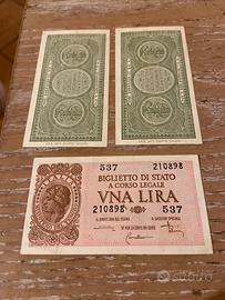 3 Biglietti di stato da  1 lira “italia laureata”