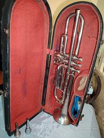 tromba argentata anni 30 con custodia originale