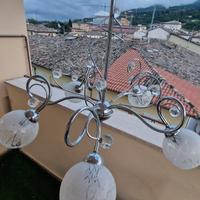 Lampadari a sospensione in metallo cromato e vetro