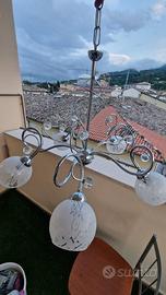 Lampadari a sospensione in metallo cromato e vetro