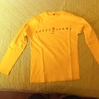 maglietta a maniche lunghe gialla della guess