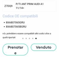 paraurti anteriore audi a 1 nuovo