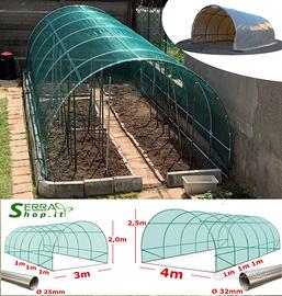 Tunnel serra rete antigrandine ad arco orto fiori