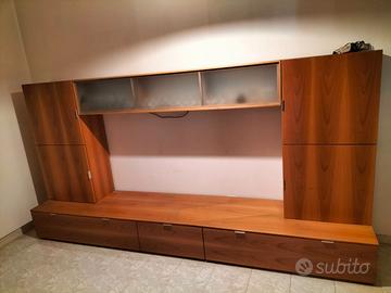 parete attrezzata mobile da sala noce chiaro