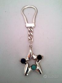 portachiavi vintage con stella tutto argento 925