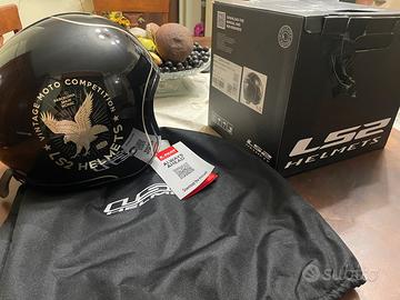 Casco moto custom LS2 spitfire flier nero lucido