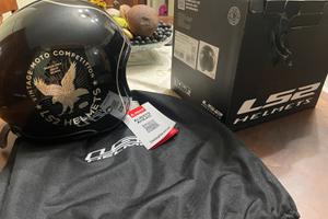 Casco moto custom LS2 spitfire flier nero lucido