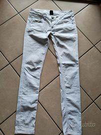 Pantalone donna in  jeans bianco elasticizzato