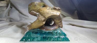 Scultura Astratta Modernista in Bronzo "Meteora"