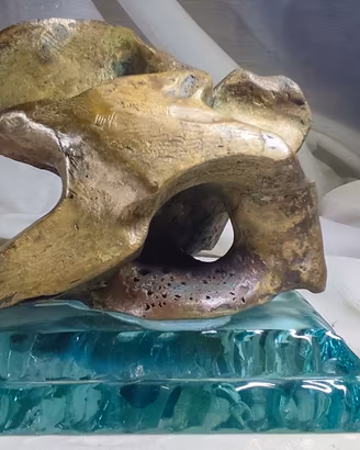 Scultura Astratta Modernista in Bronzo "Meteora"