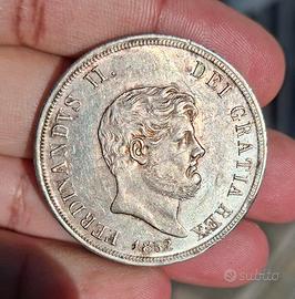 Piastra 120 grana 1852, Ferdinando II, qSPL patina