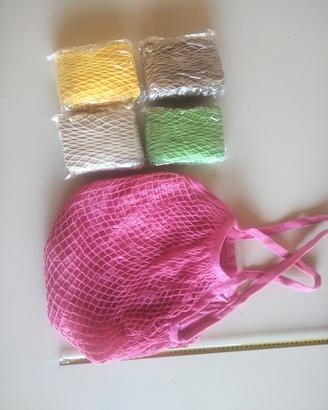 shopper rete foderato 5 pezzi multicolori 