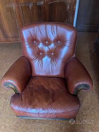 Poltrona Classica Vintage Capitonnè - vera pelle
