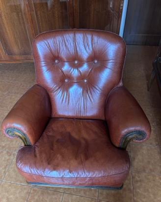 Poltrona Classica Vintage Capitonnè - vera pelle