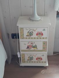 Tavolino da letto disegno gufo cameretta bambini
