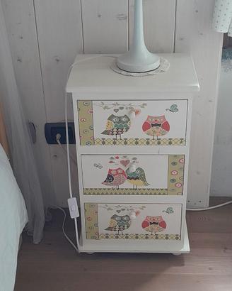 Tavolino da letto disegno gufo cameretta bambini