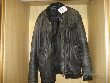 Giacca di pelle nera Brooks ultd large zip rotta