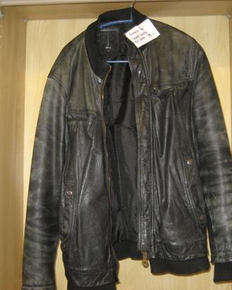 Giacca di pelle nera Brooks ultd large zip rotta