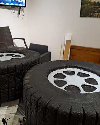 Ruote in polistirolo per carri di carnevale