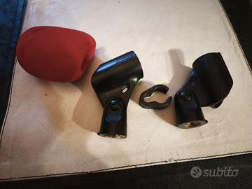 Lotto 2 Supporti Shure microfono + antivento rosso