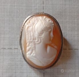 spilla ciondolo cammeo conchiglia argento 800