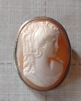 spilla ciondolo cammeo conchiglia argento 800