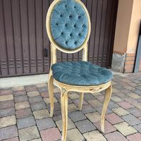 Sedia stile Luigi XVI in legno dorato e velluto