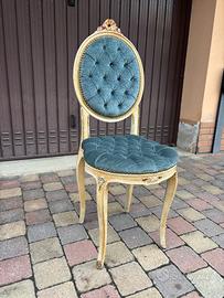 Sedia stile Luigi XVI in legno dorato e velluto