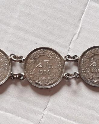 bracciale con monete in argento 