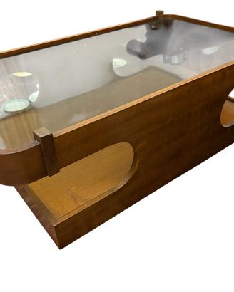 Tavolino in teak anni ‘70 space age con rotelle